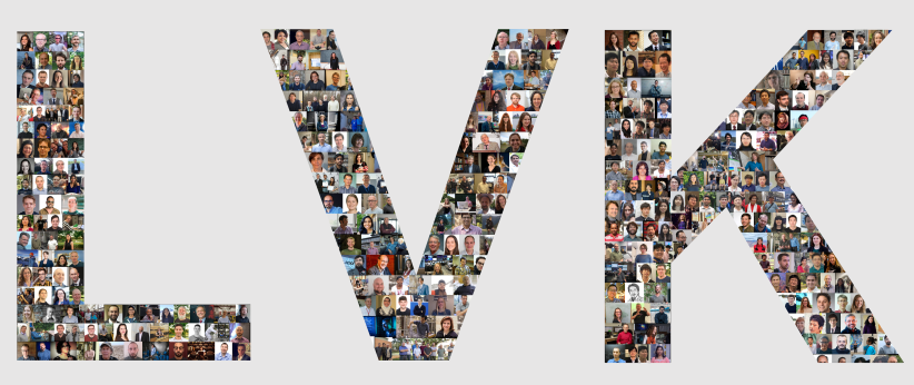 This montage of collaboration members, forming the letters LVK, was created for a Gravitational-Wave astronomy exhibit displayed at the 2022 and 2024 Oman Science Festival, as part of a pavilion highlighting the latest discoveries in astrophysics, cosmology and particle physics.